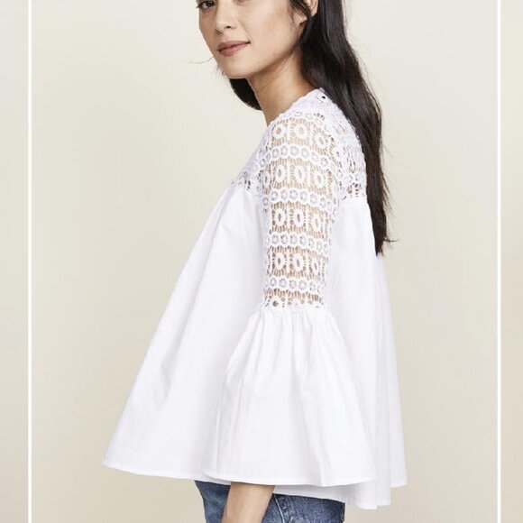 Endless Rose Bell Sleeve Lace Poplin Blouse (Women Size Medium) - Picture 3 of 8